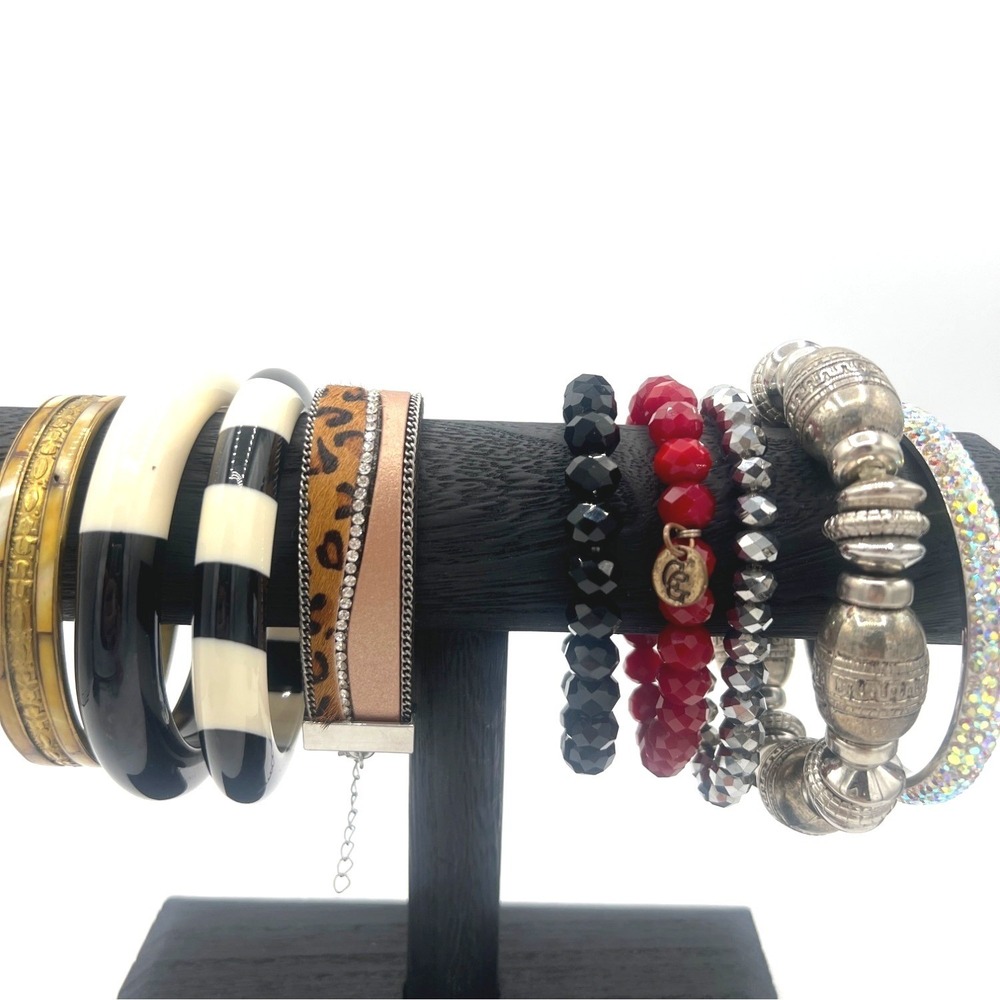 Bracelet Lot of 8 Various Styles Colors Materials Sizes Rhinestones to Leather‎